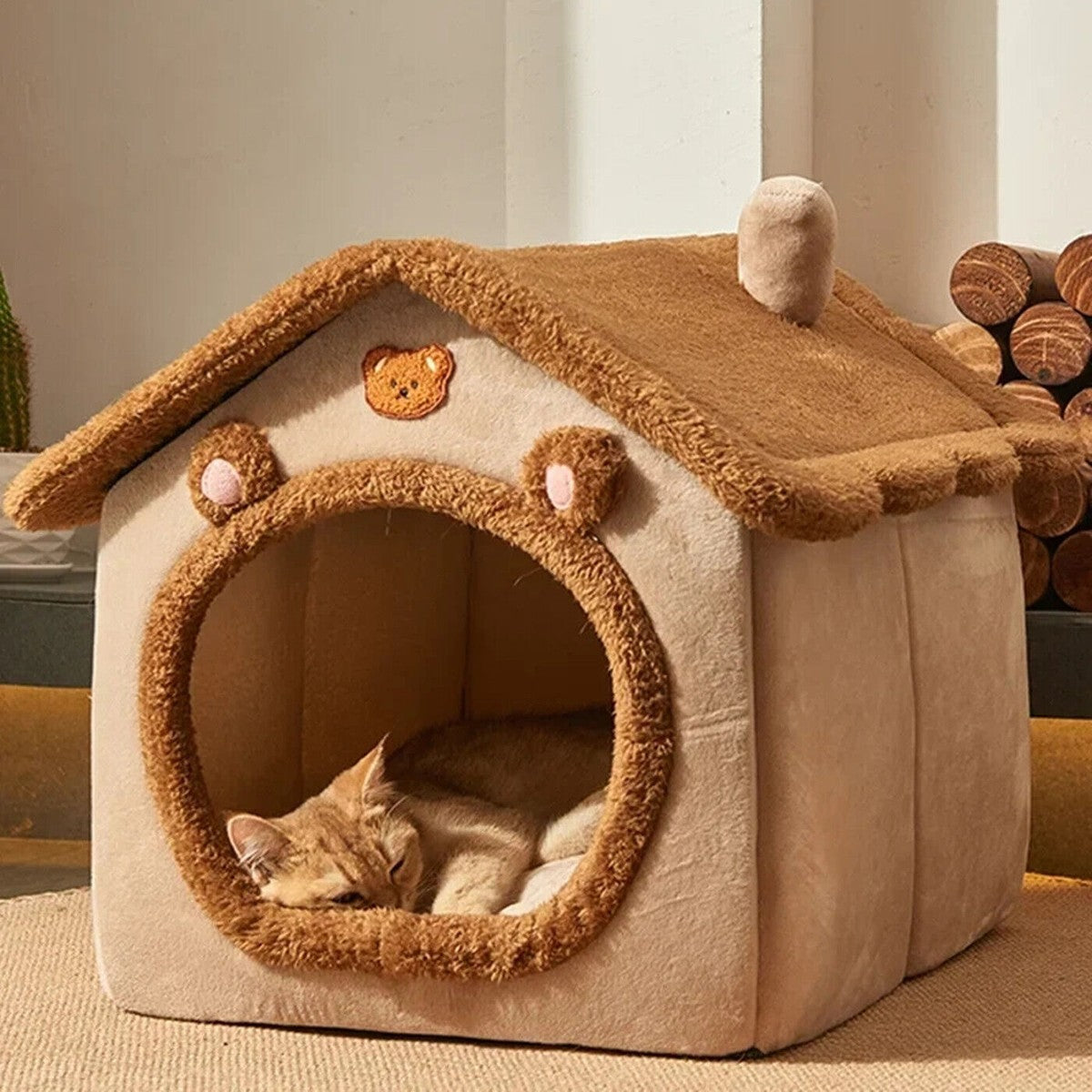 Cozy Warm Pet House – Soft Indoor Cat & Small Dog Bed